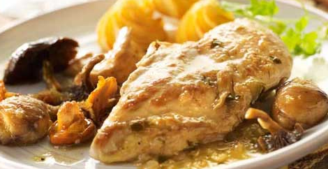 Gebakken fazantenborst met bospaddenstoelen